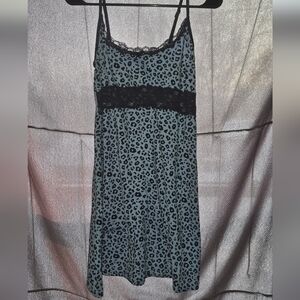 Leopard Print Lace Trim Chemise